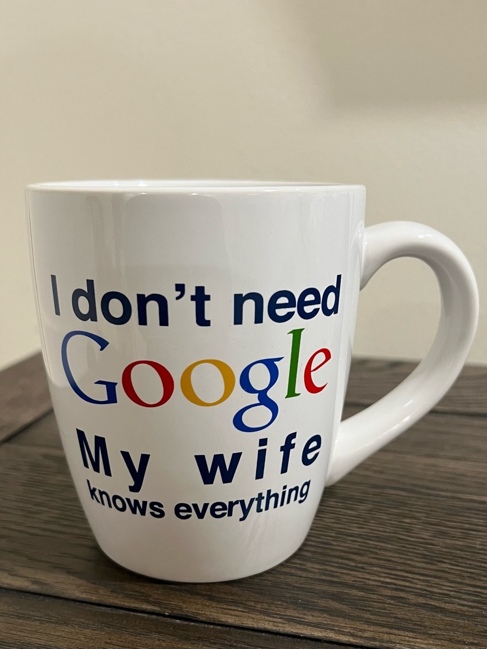 Home Essentials White Ceramic Mug with Multicolor Google-style Text
